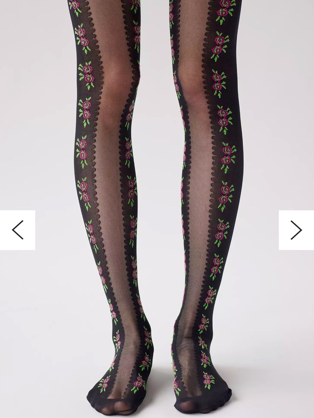 Urban Outfitters Black Floral Embroidered Tights with Blue & Green Accents